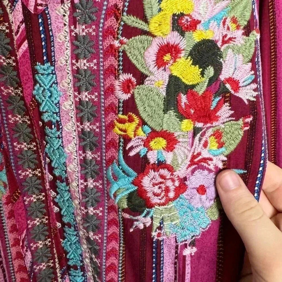 Savanna Jane Pink Floral Embroidered Blouse Small H6 - Picture 3 of 6